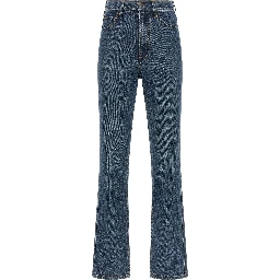 Blue Cotton Flared Jeans