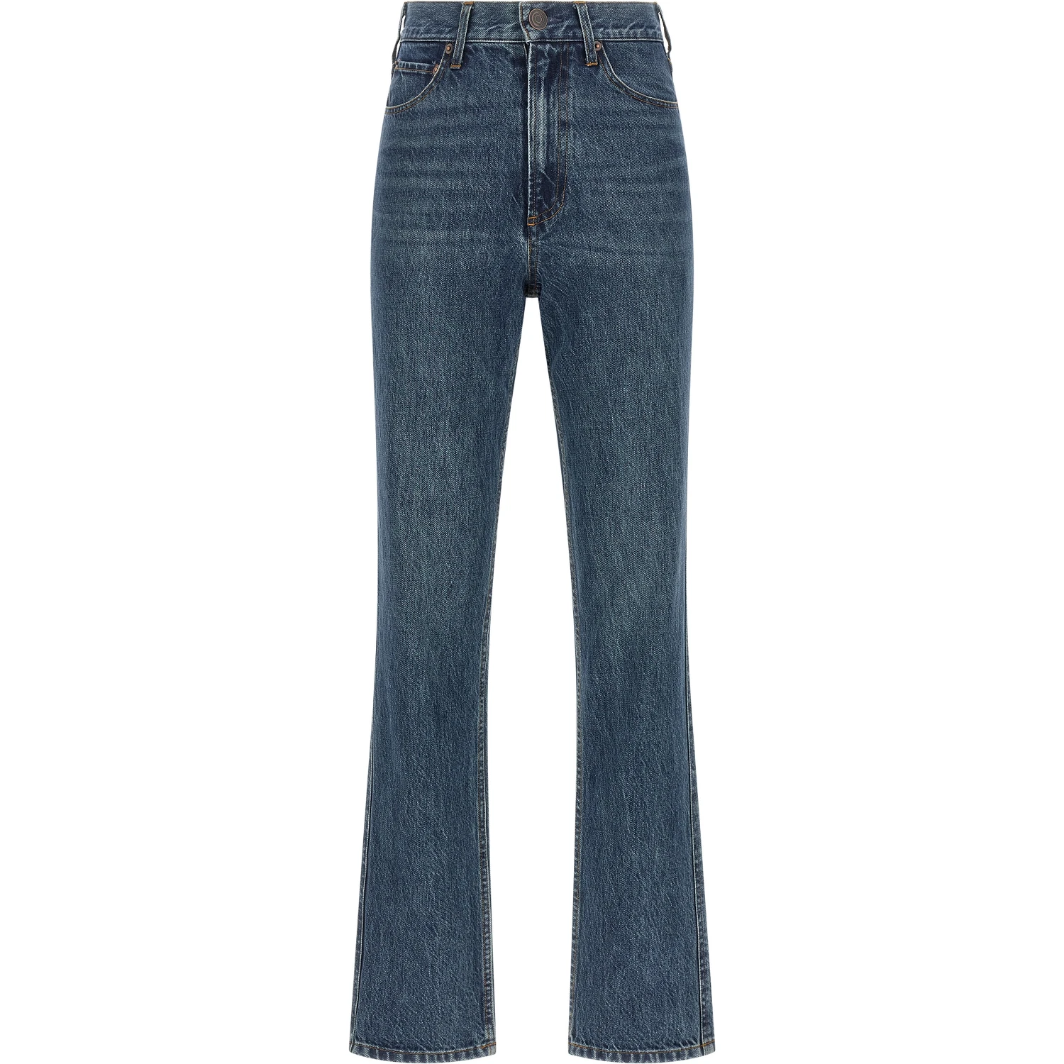 Blue Cotton Flared Jeans