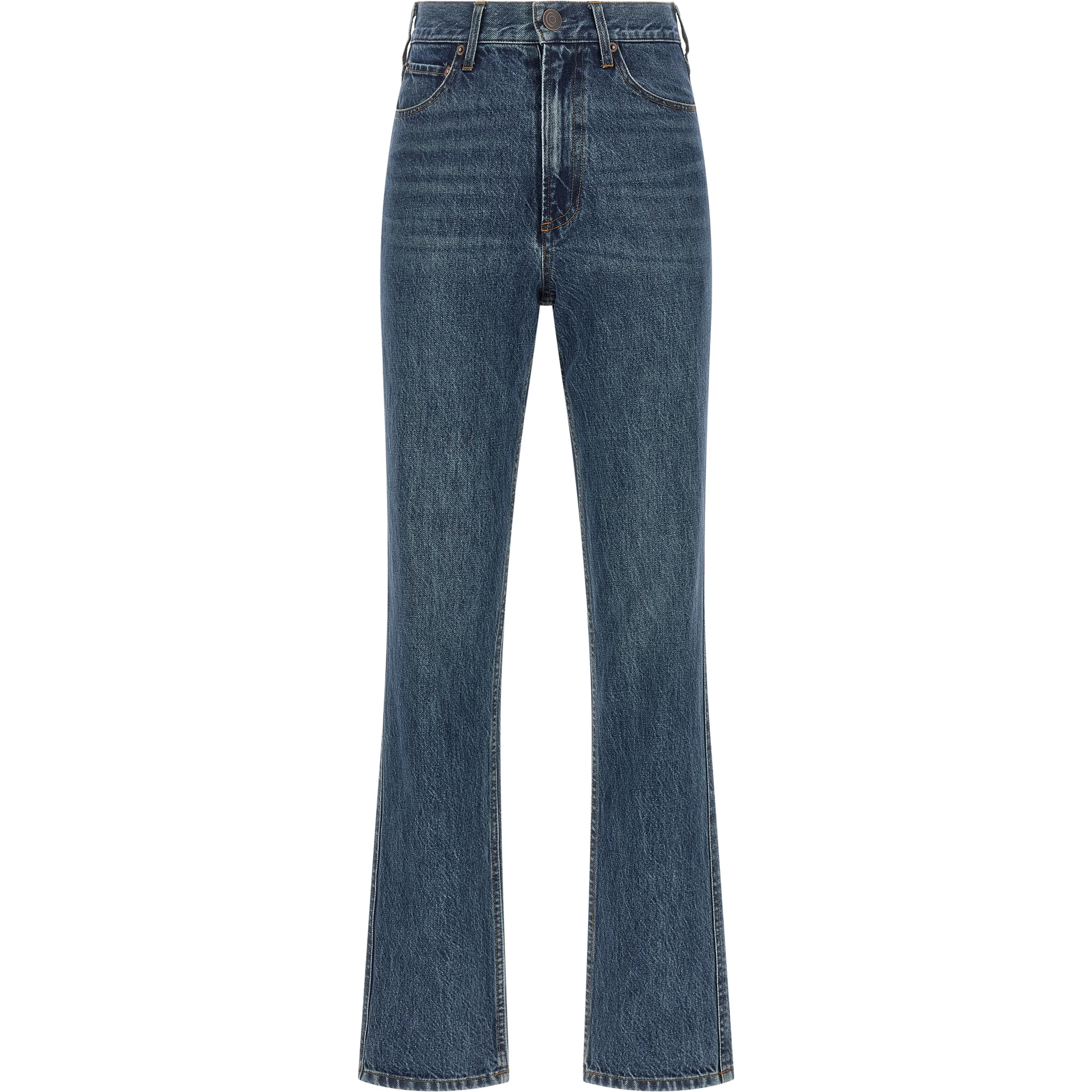 Blue Cotton Flared Jeans