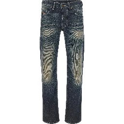Blue Cotton Straight-Leg Jeans