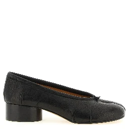 Black Lamb Leather Mid Heel Pumps
