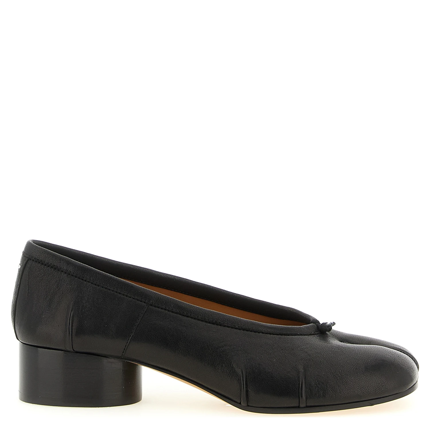 Black Lamb Leather Mid Heel Pumps