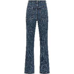 Blue Cotton Flared Jeans