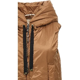 Brown Polyester Sleeveless Jacket