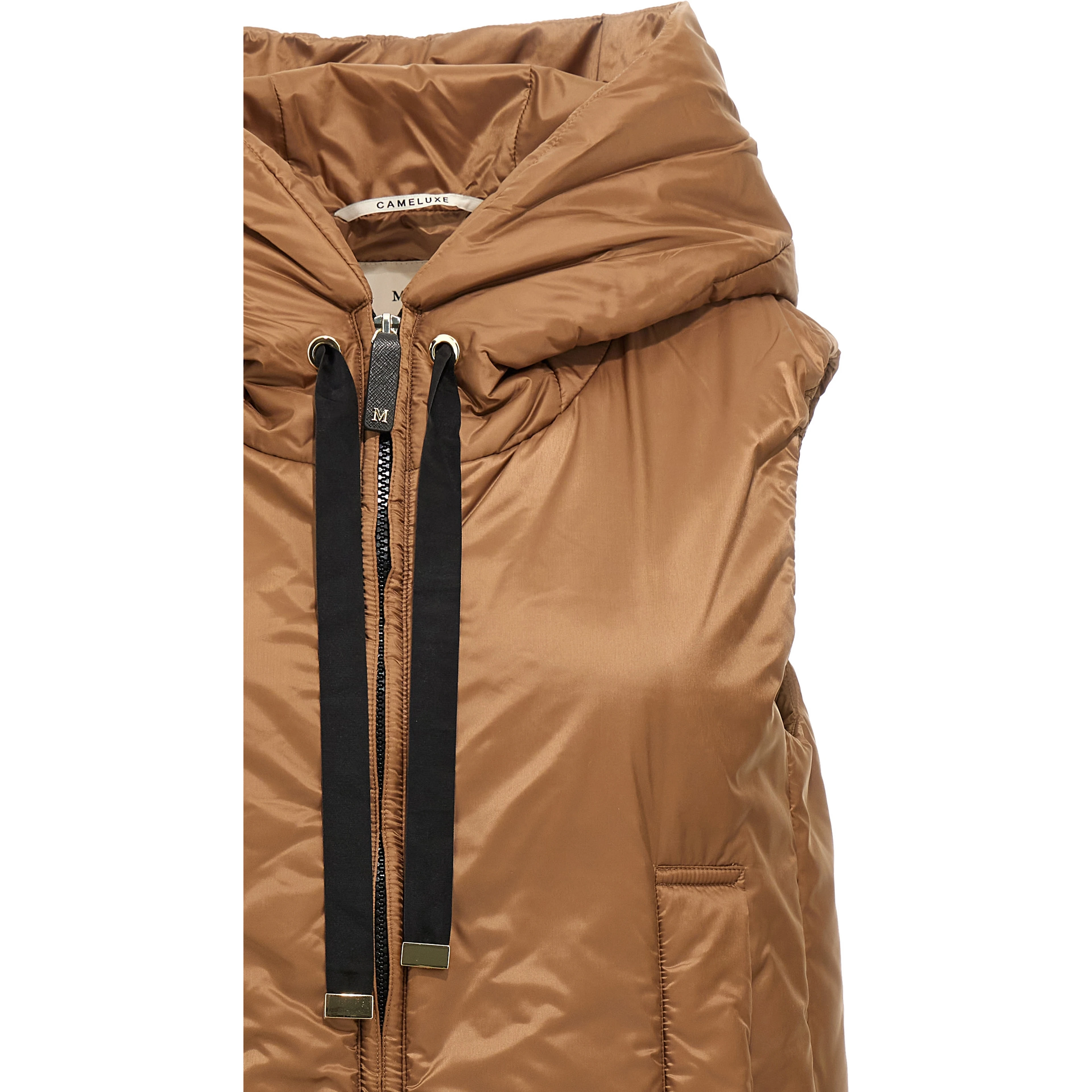Brown Polyester Sleeveless Jacket
