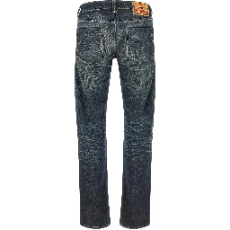 Blue Cotton Straight-Leg Jeans