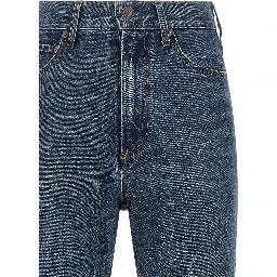 Blue Cotton Flared Jeans