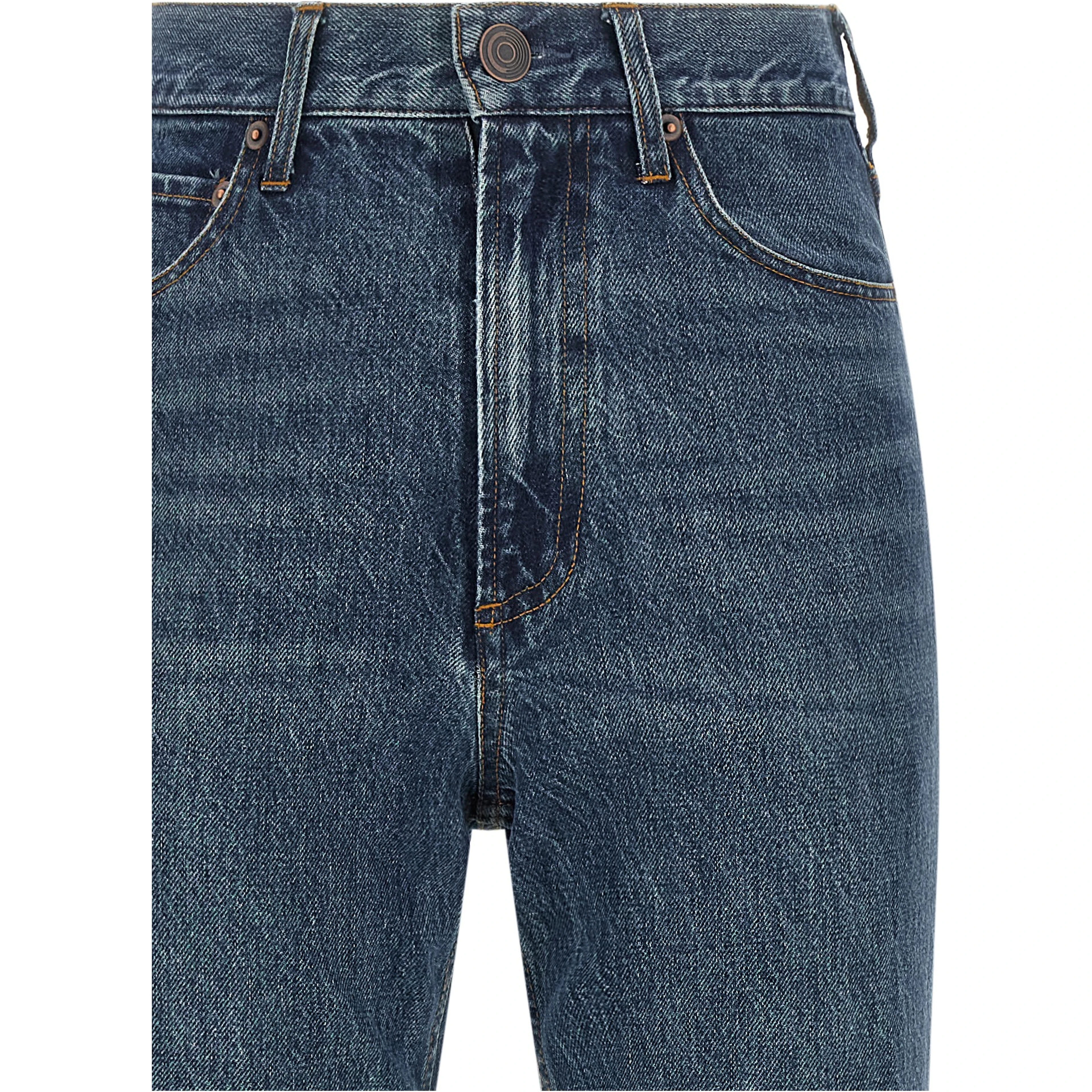 Blue Cotton Flared Jeans