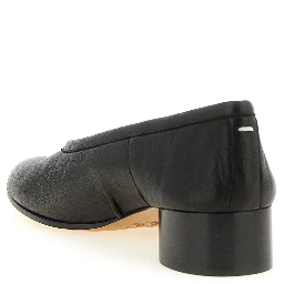 Black Lamb Leather Mid Heel Pumps
