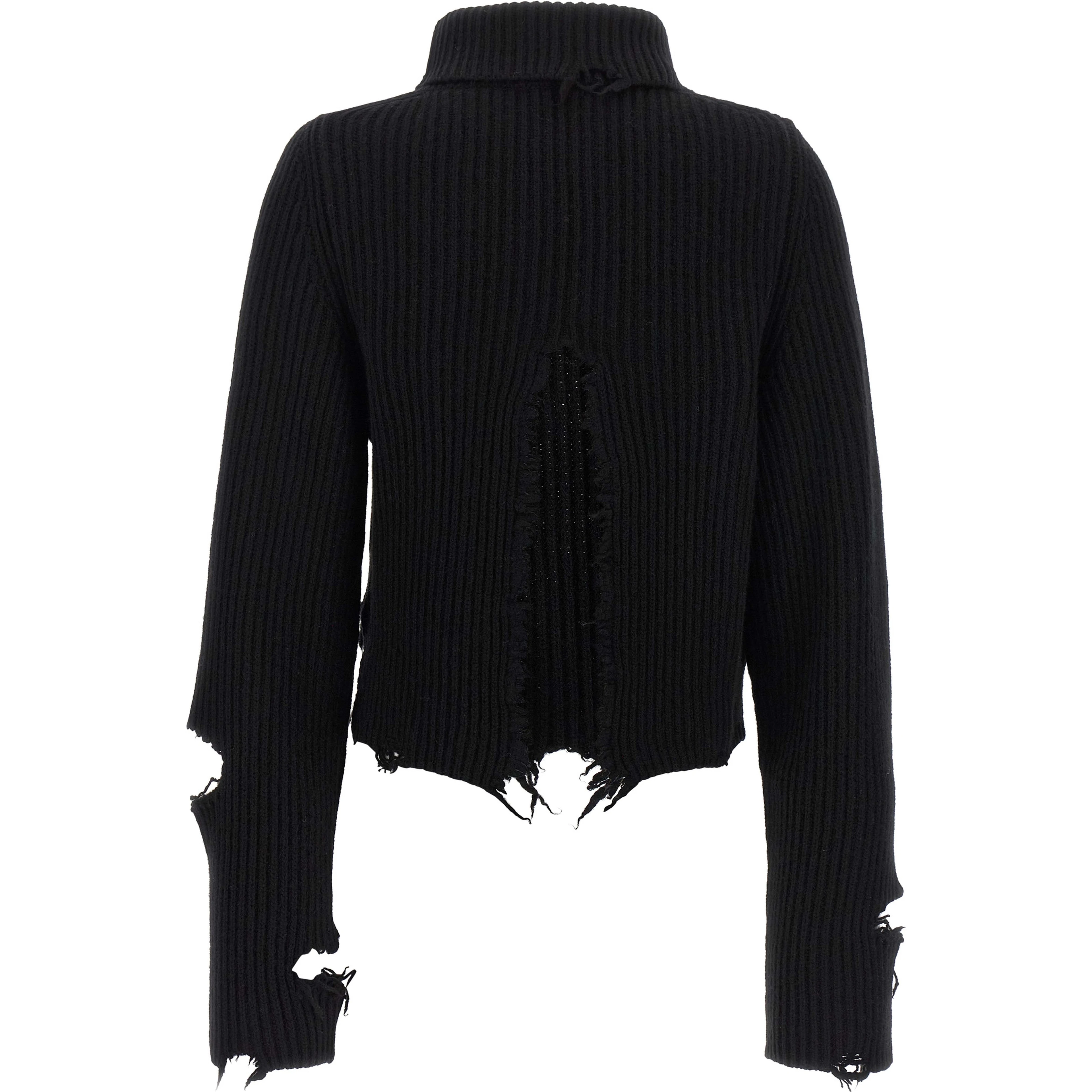 Black Merino Wool Cardigan