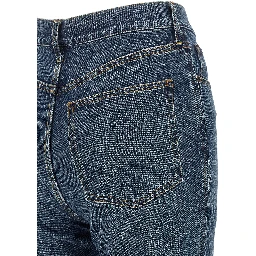 Blue Cotton Flared Jeans