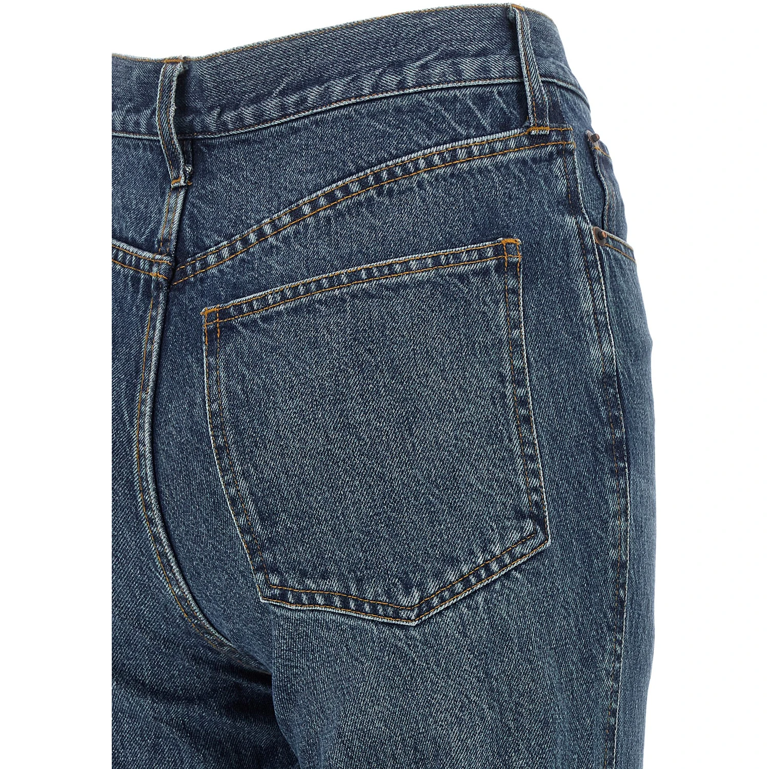 Blue Cotton Flared Jeans