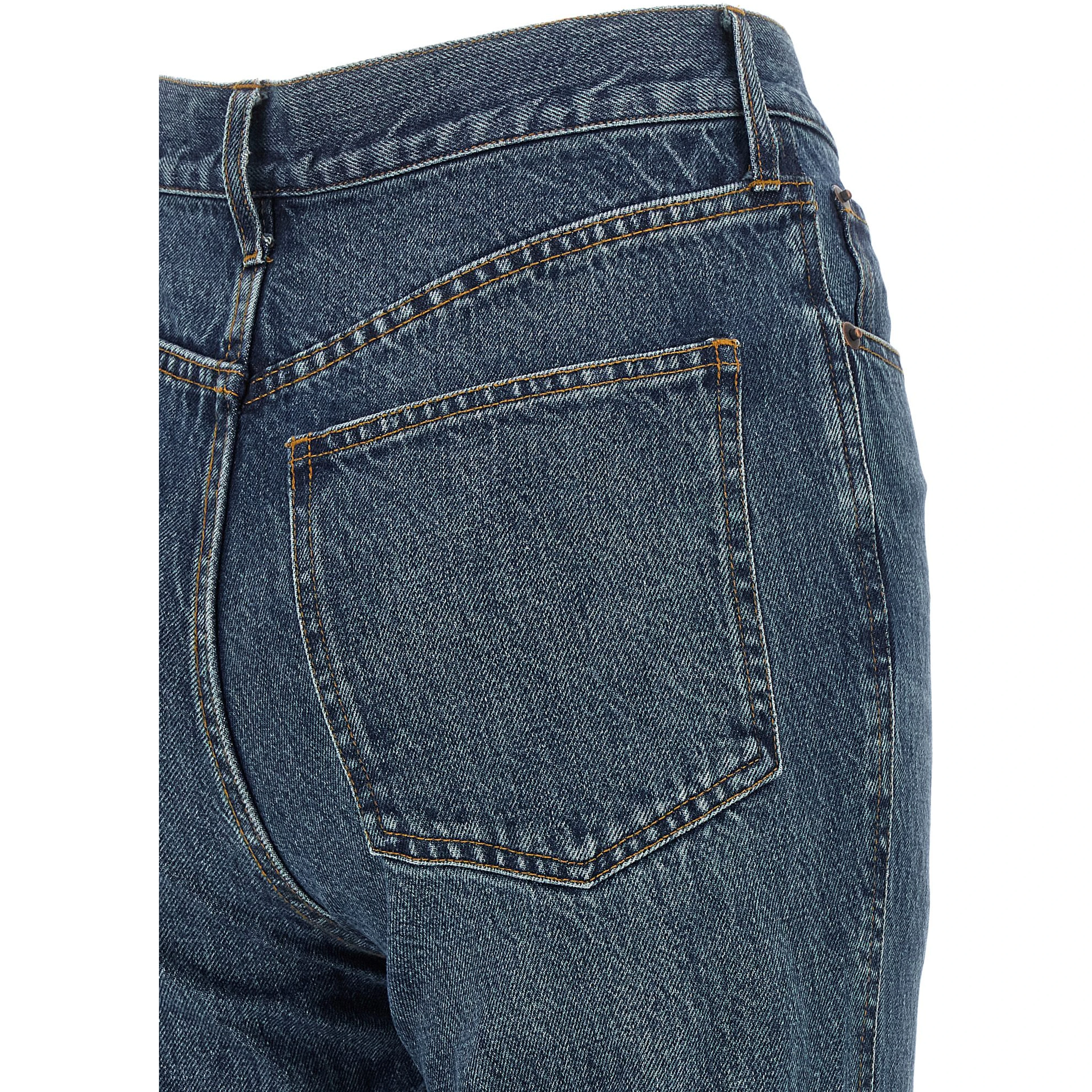 Blue Cotton Flared Jeans