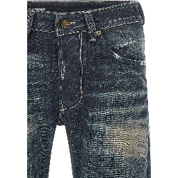 Blue Cotton Straight-Leg Jeans