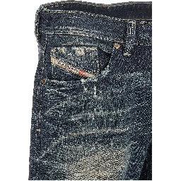 Blue Cotton Straight-Leg Jeans
