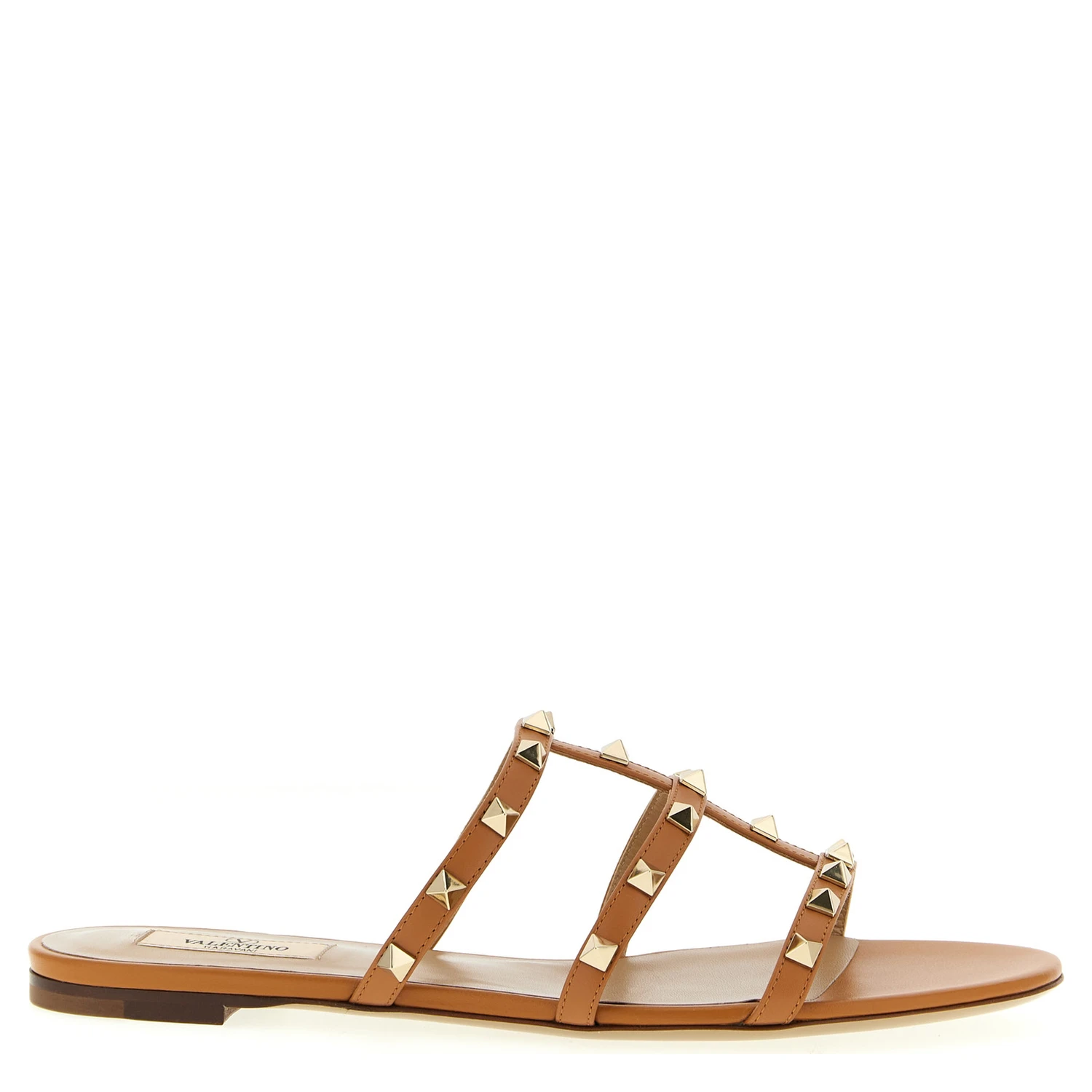 Beige Calfskin Flat Sandals