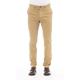 Beige Cotton Men Pants