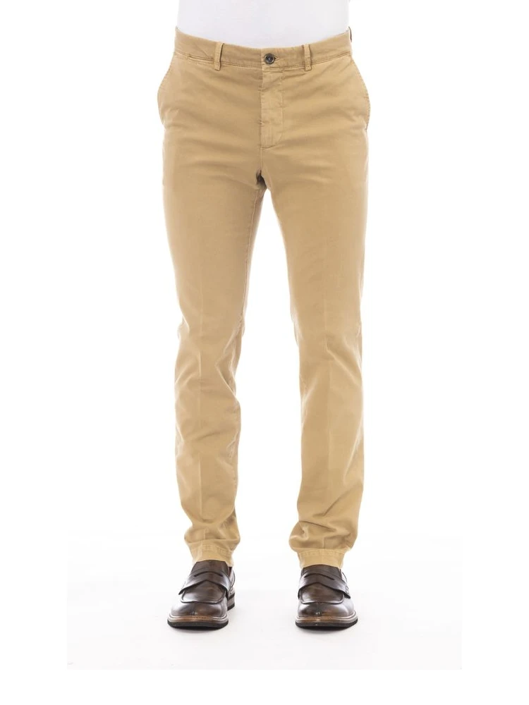 Beige Cotton Men Pants