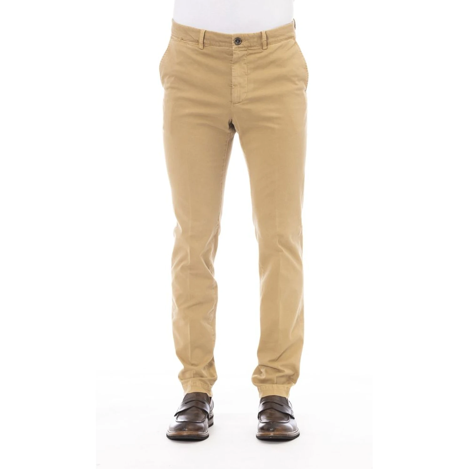 Beige Cotton Men Pants