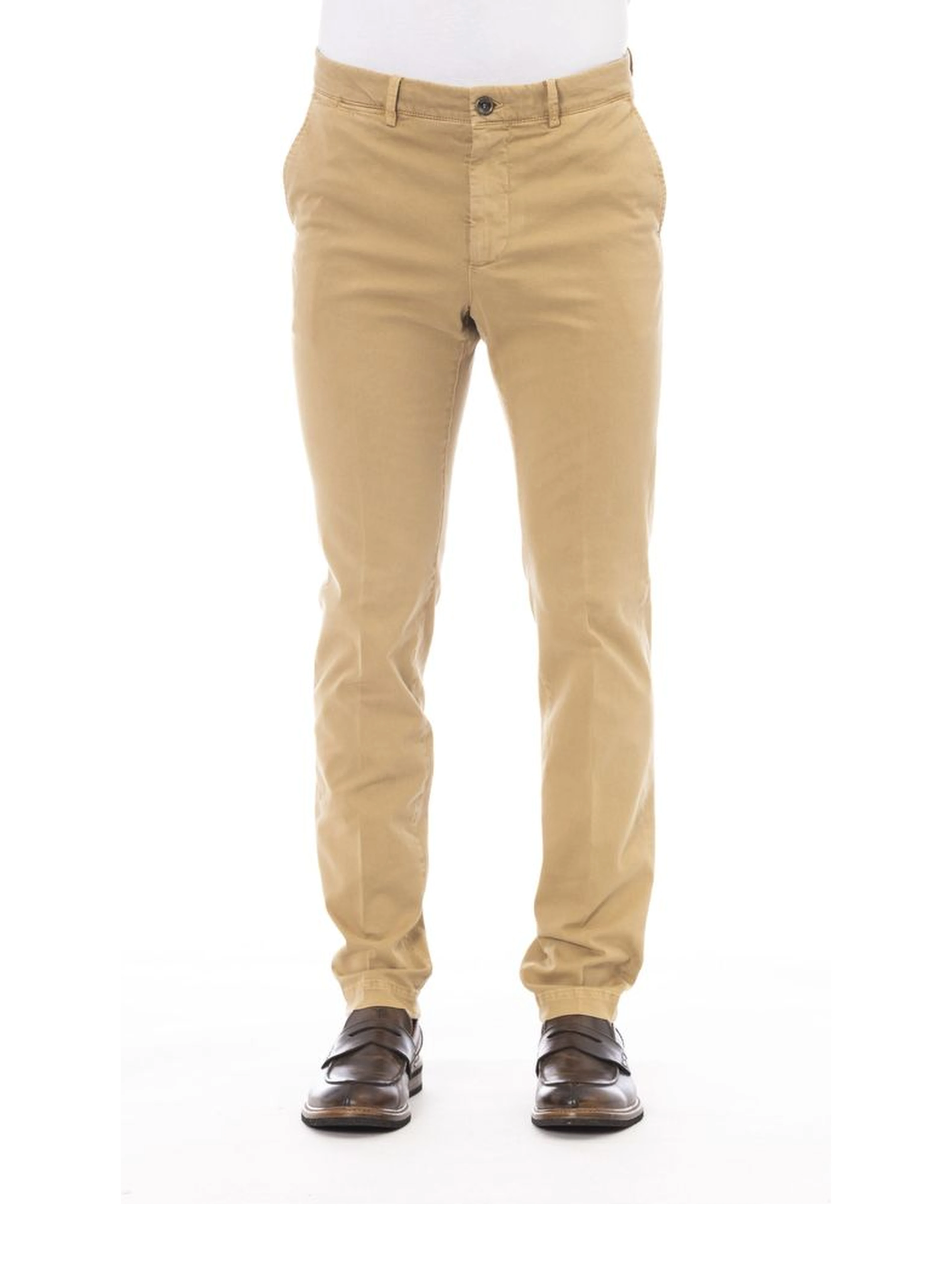 Beige Cotton Men Pants