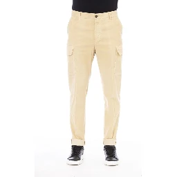 Beige Cotton Men Pants