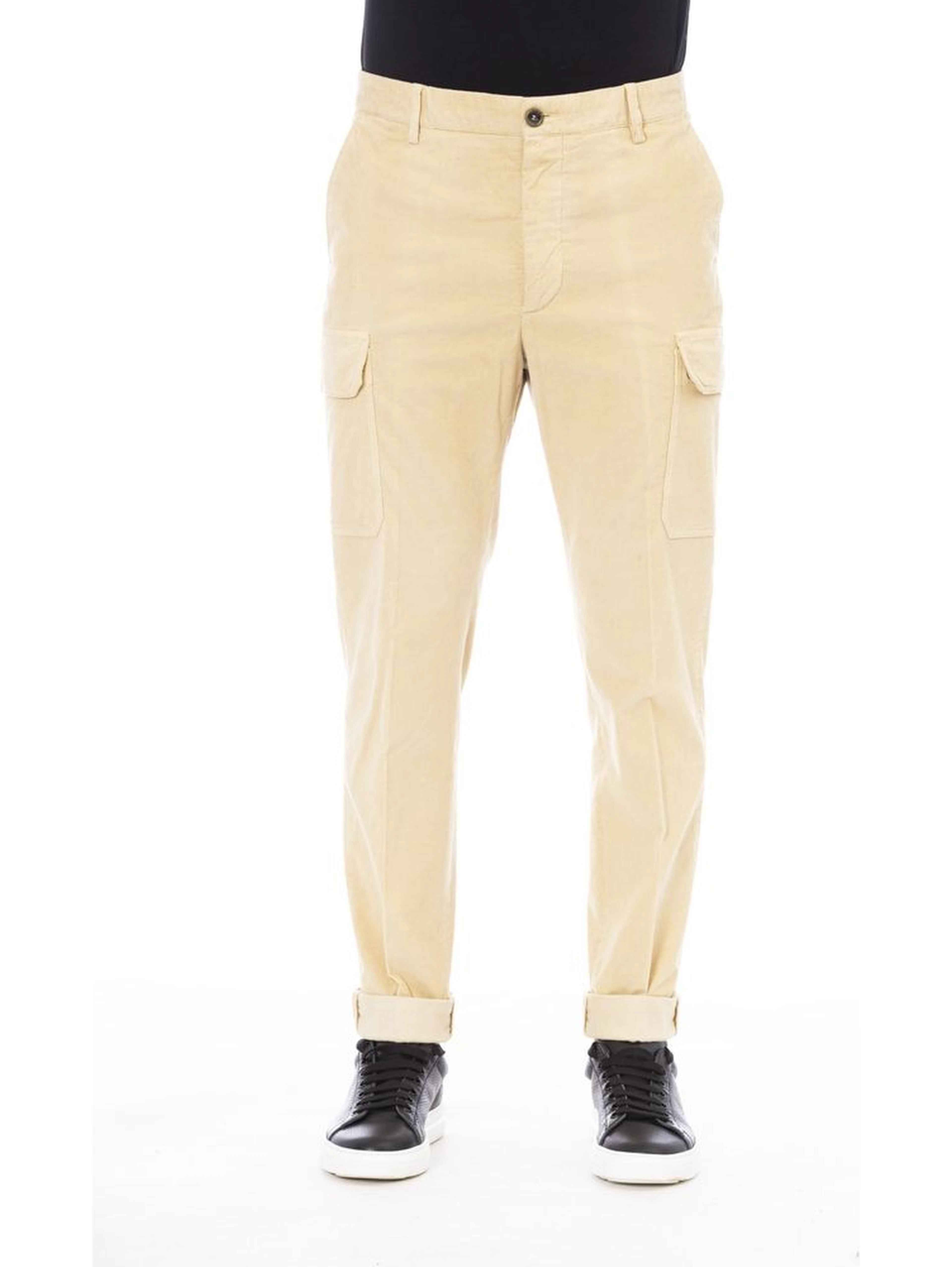 Beige Cotton Men Pants