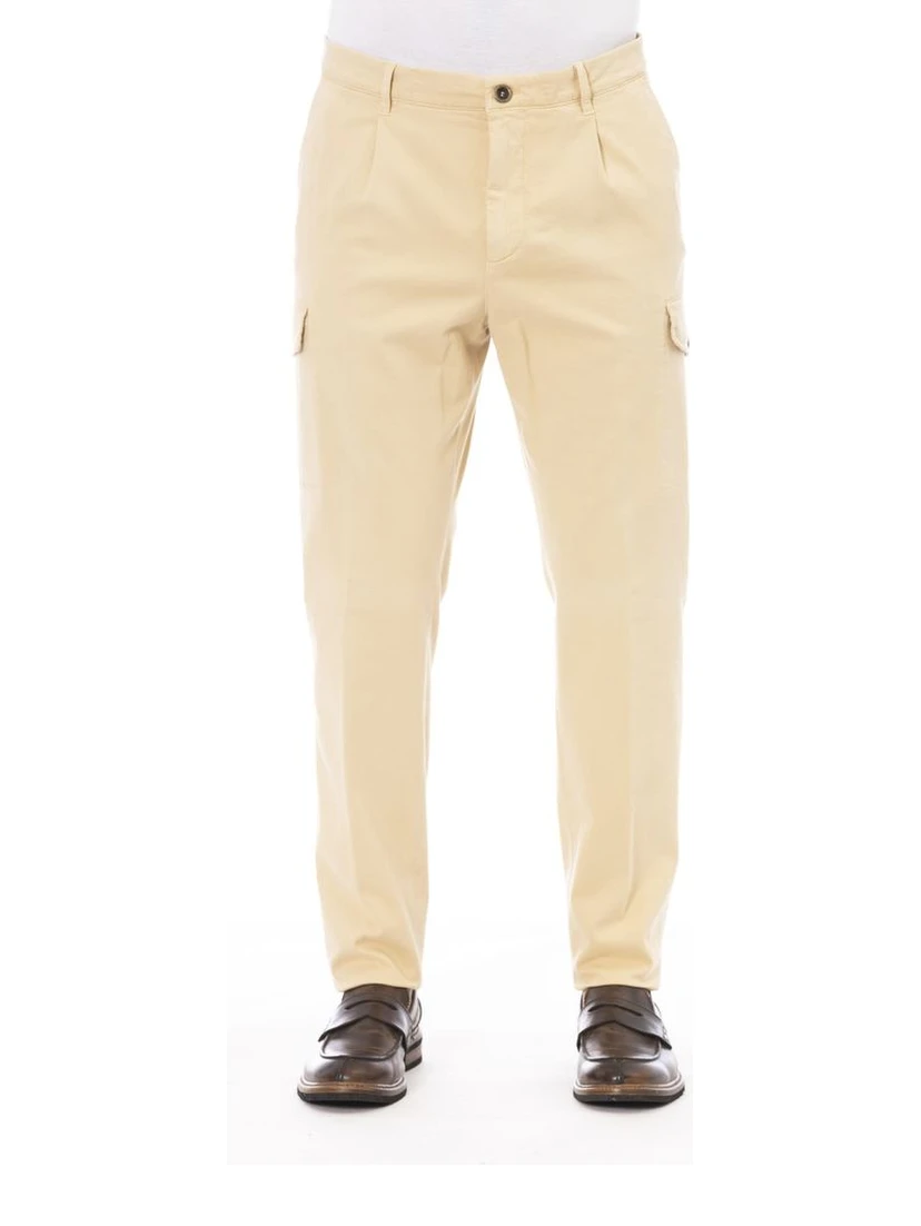 Beige Cotton Men's Pant