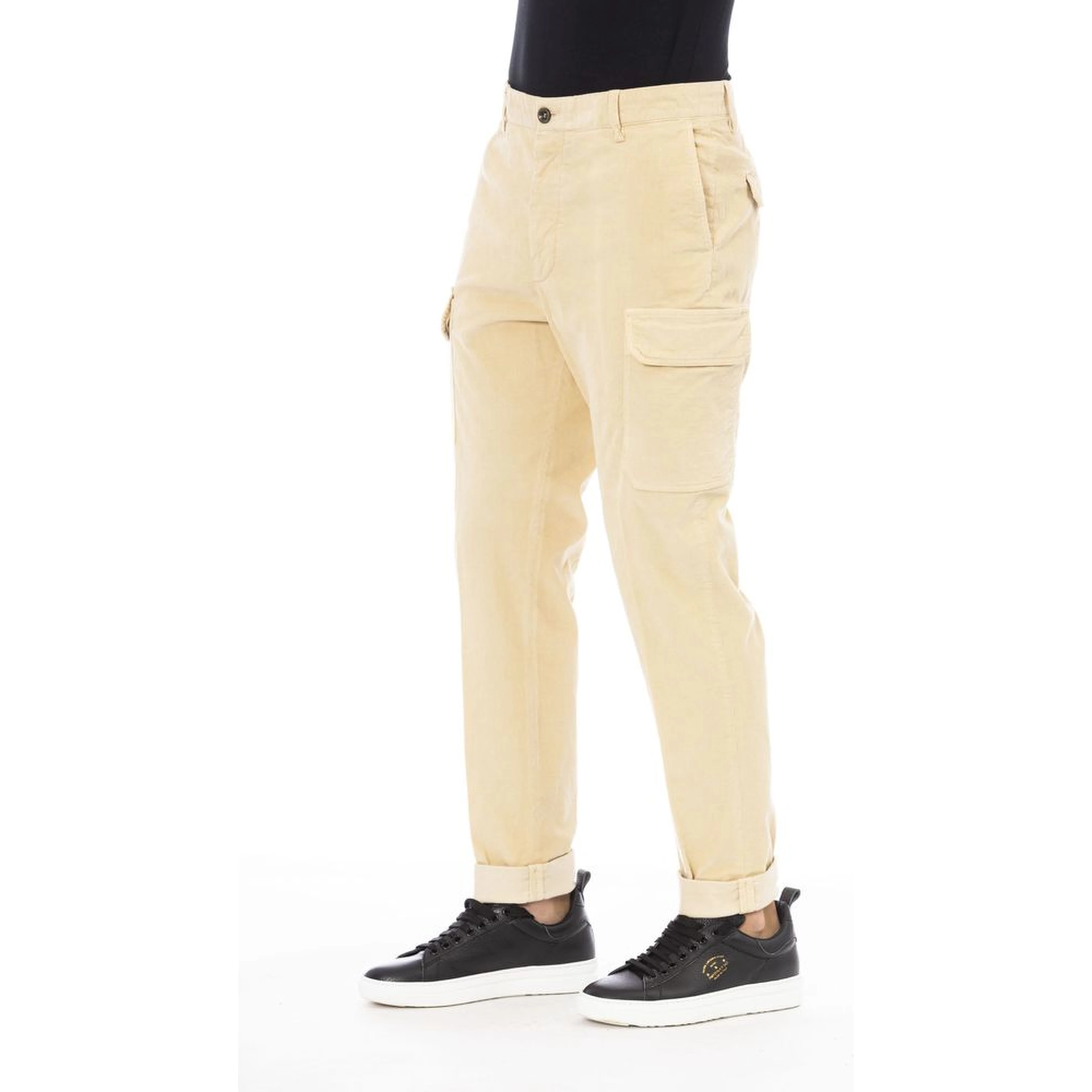 Beige Cotton Men Pants