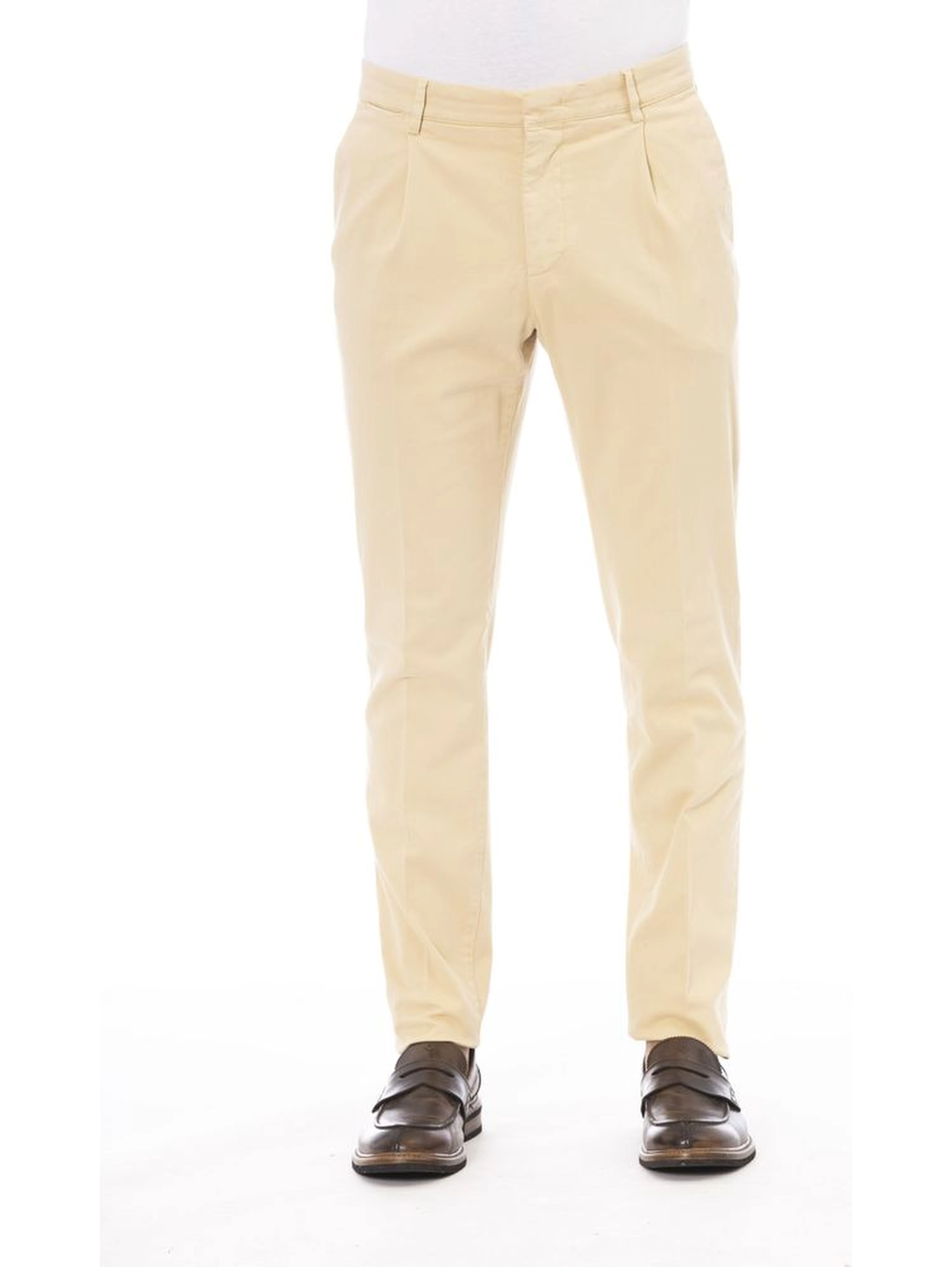 Beige Cotton Men Pants