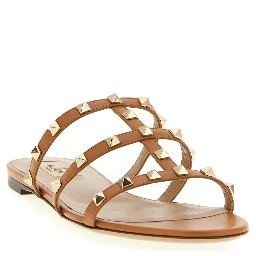 Beige Calfskin Flat Sandals
