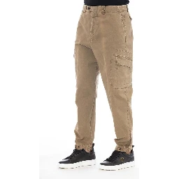 Brown Cotton Men Pant