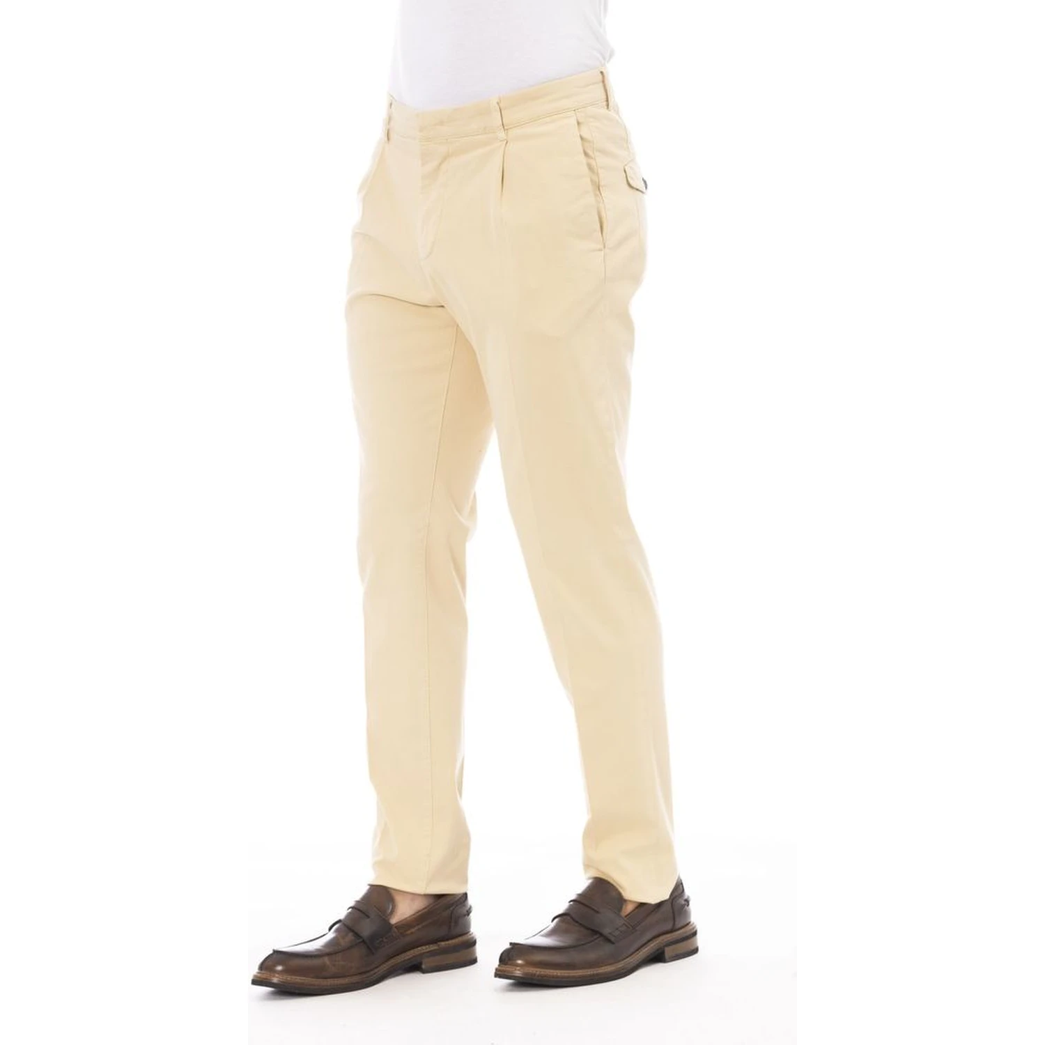 Beige Cotton Men Pants