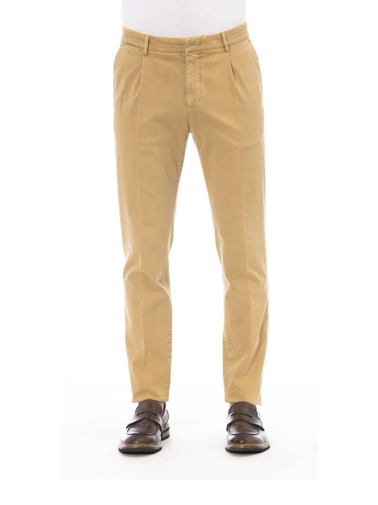 Beige Cotton Men Pants