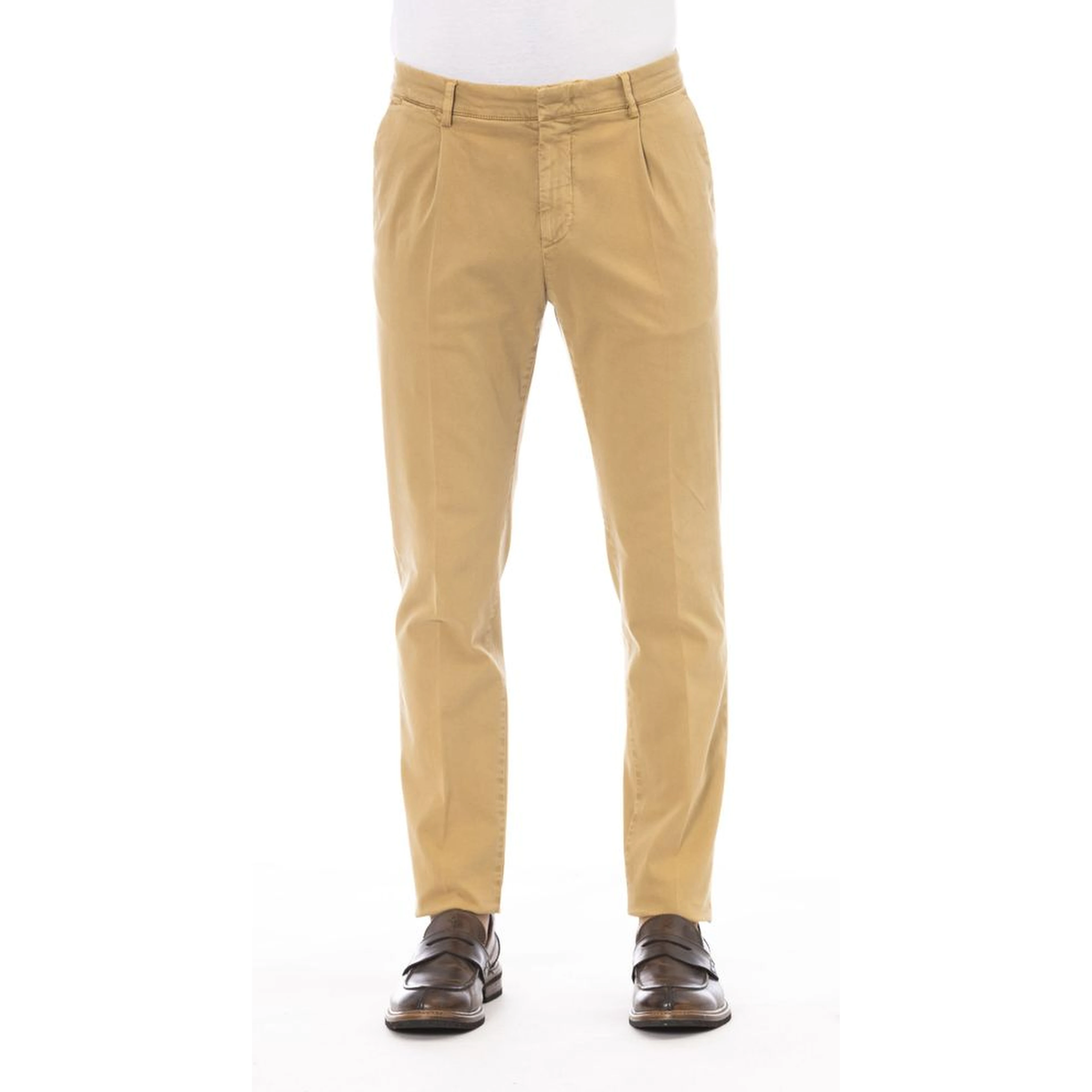 Beige Cotton Men Pants