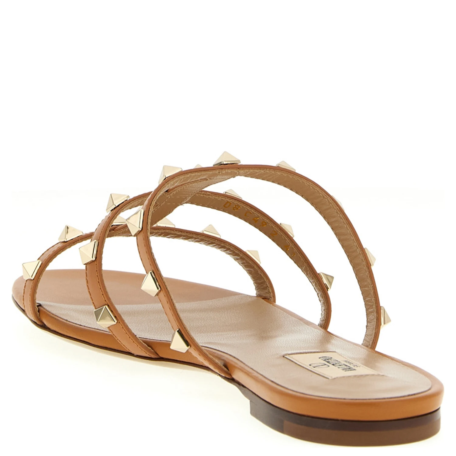 Beige Calfskin Flat Sandals