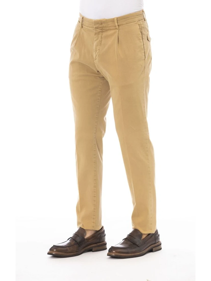 Beige Cotton Men Pants