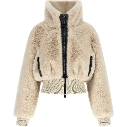 Beige Polyester Full-Length Jacket