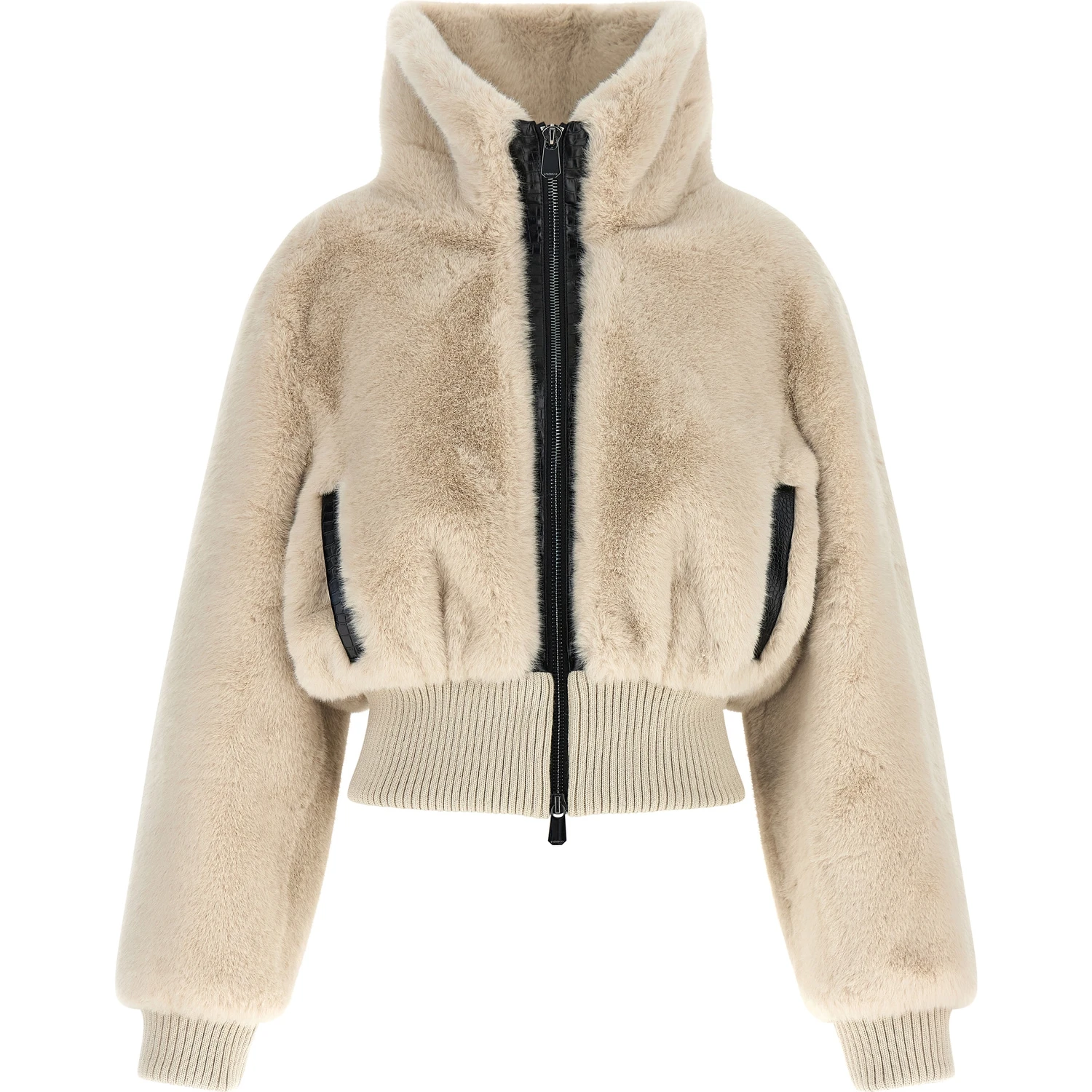 Beige Polyester Full-Length Jacket