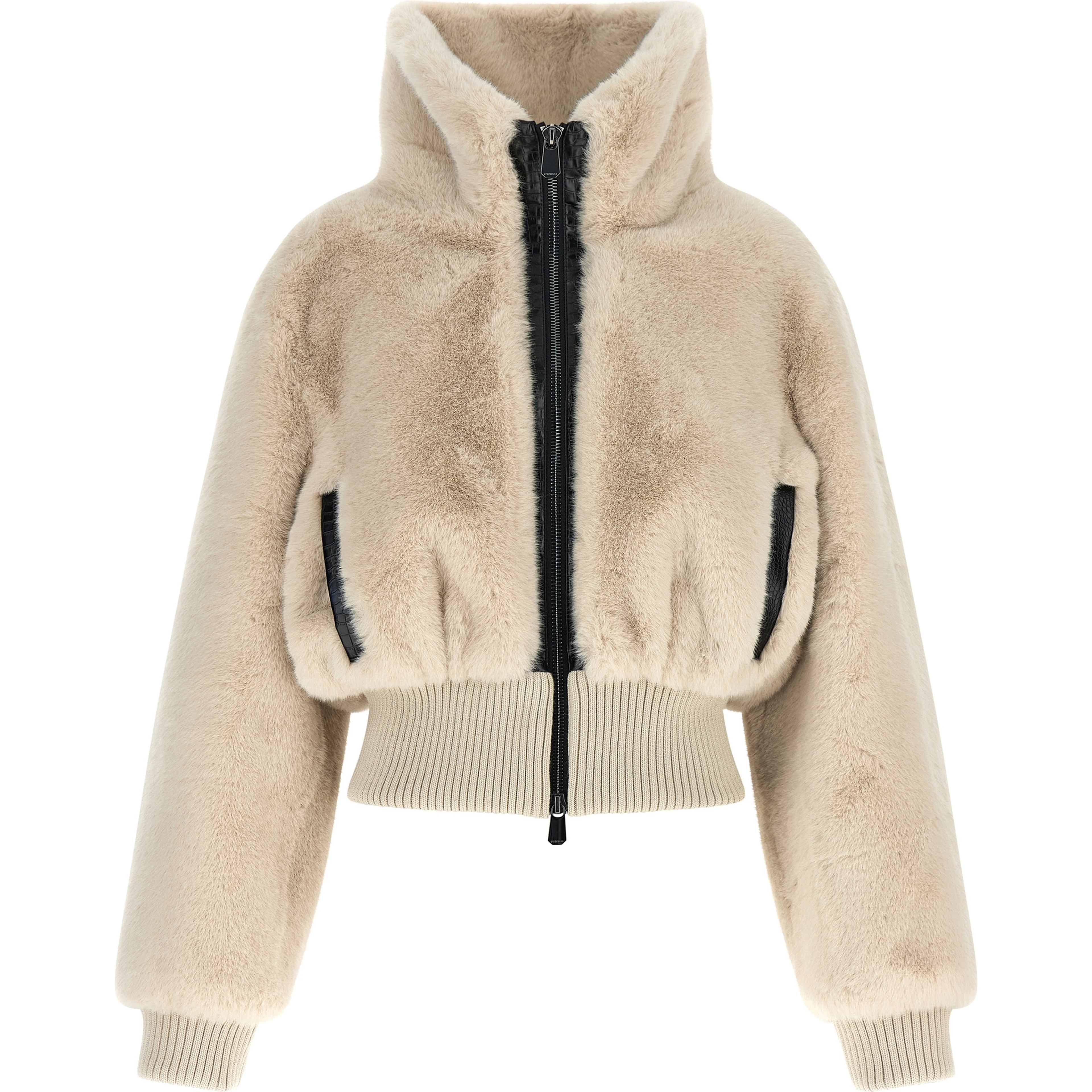 Beige Polyester Full-Length Jacket