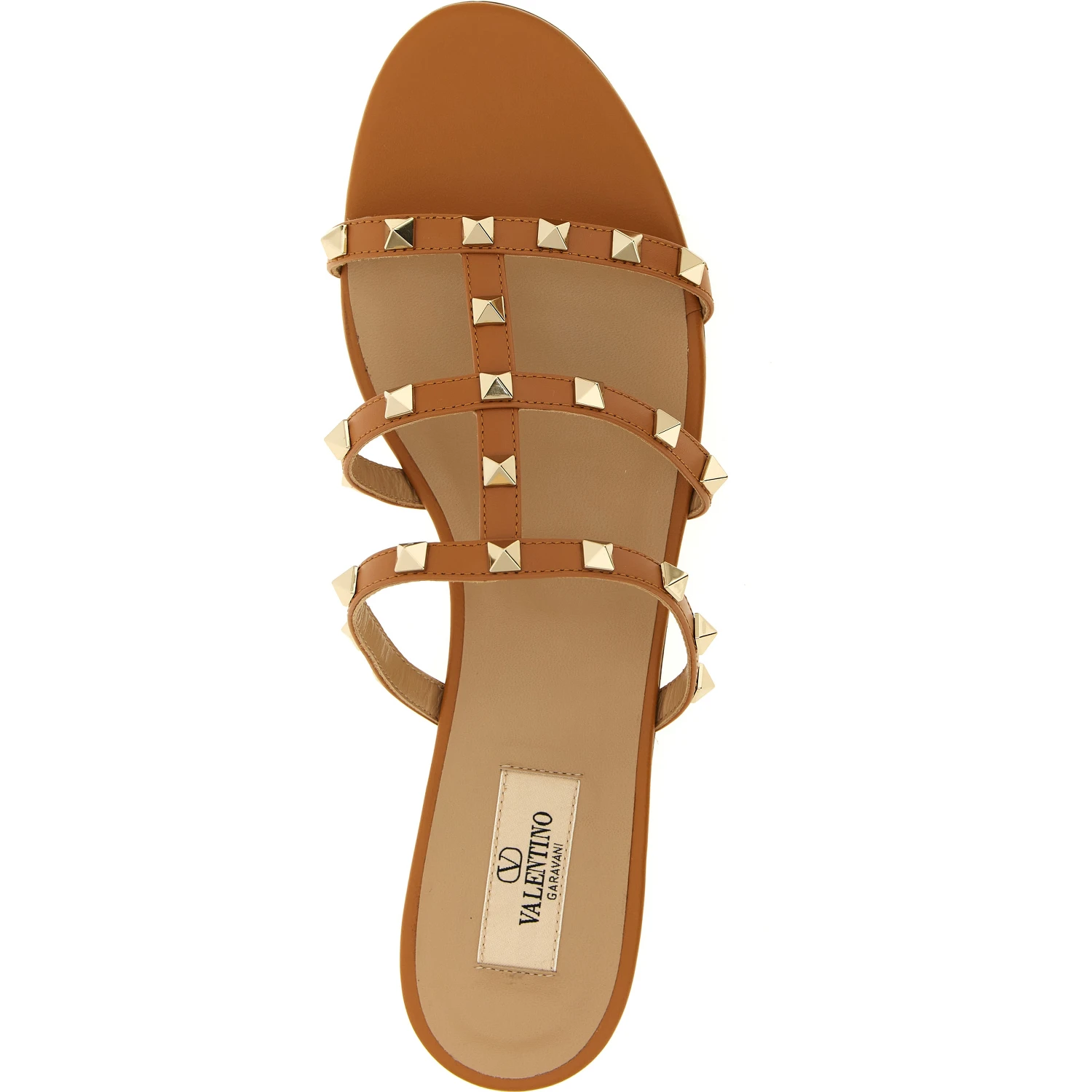 Beige Calfskin Flat Sandals