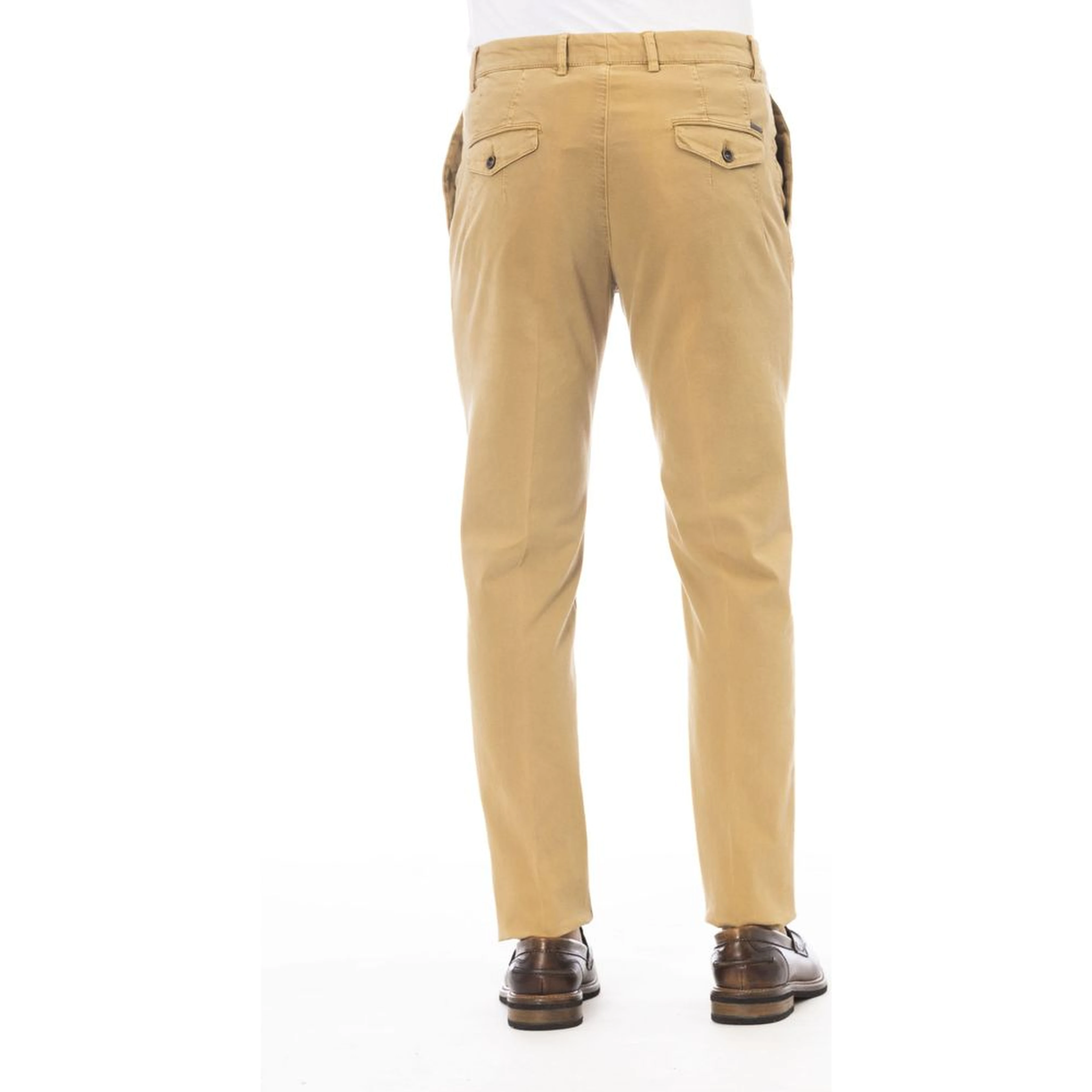 Beige Cotton Men Pants