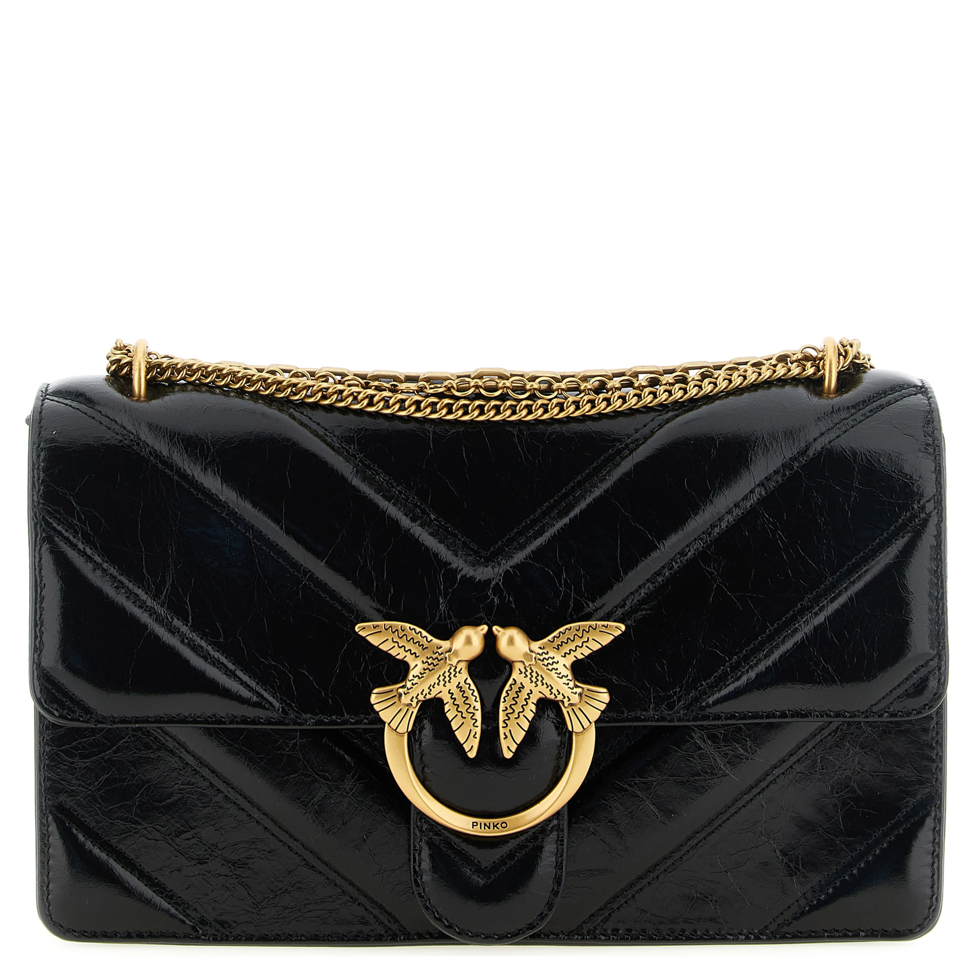 Black Calfskin Shoulder Bag