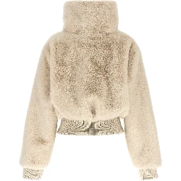 Beige Polyester Full-Length Jacket