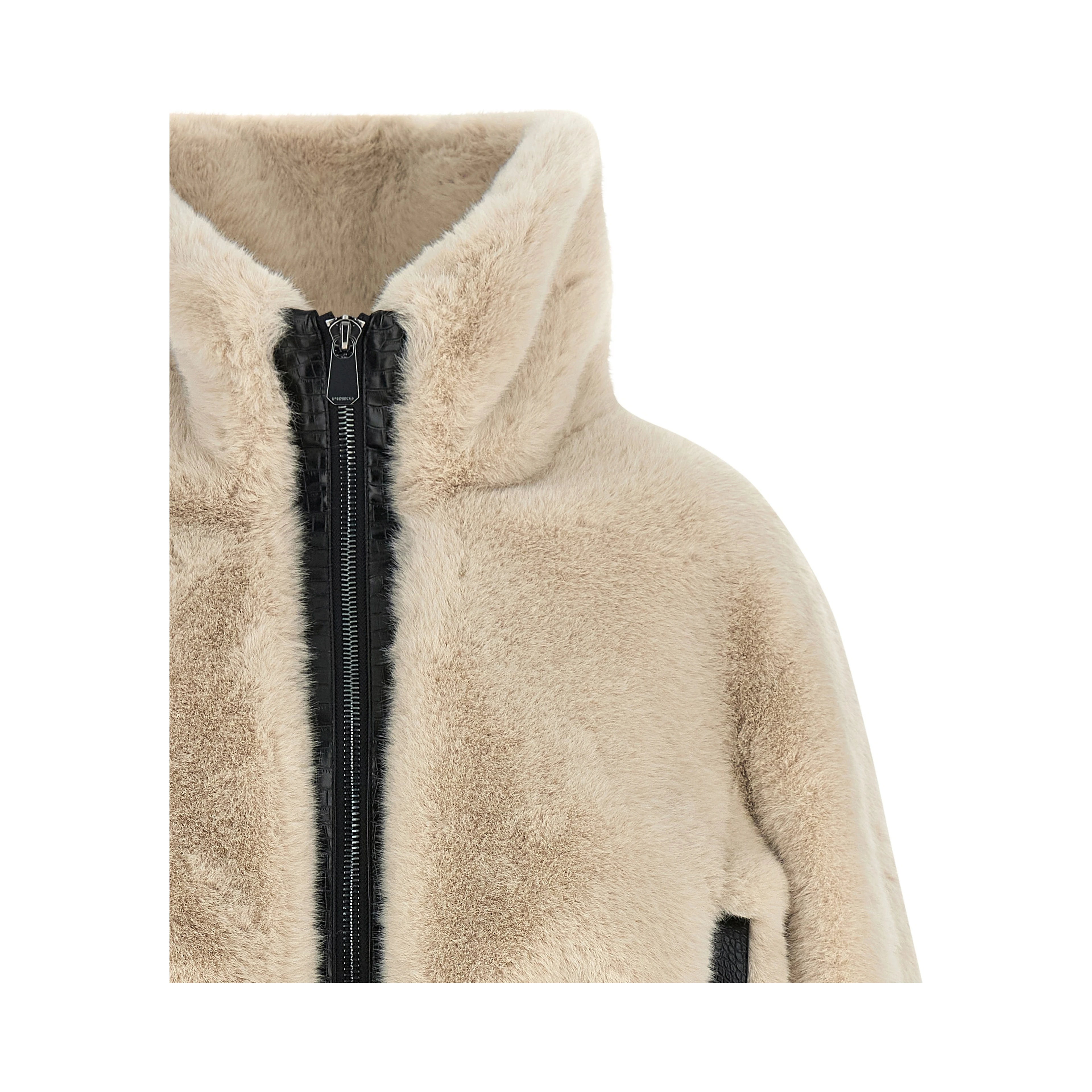 Beige Polyester Full-Length Jacket