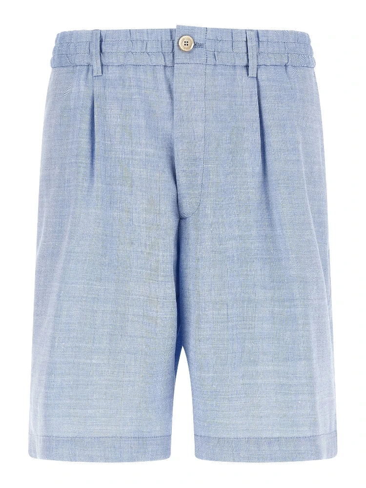 Blue Linen Bermuda Shorts
