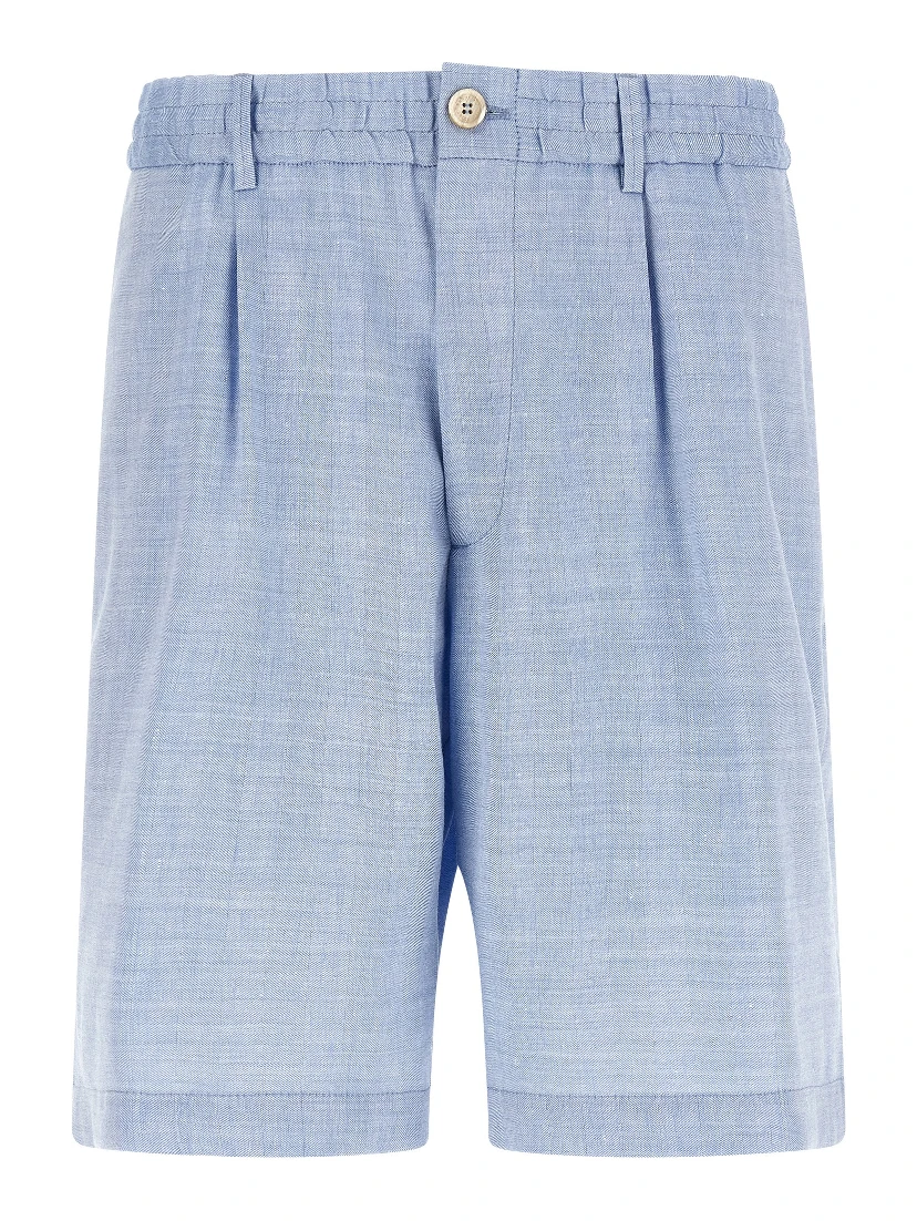 Blue Linen Bermuda Shorts