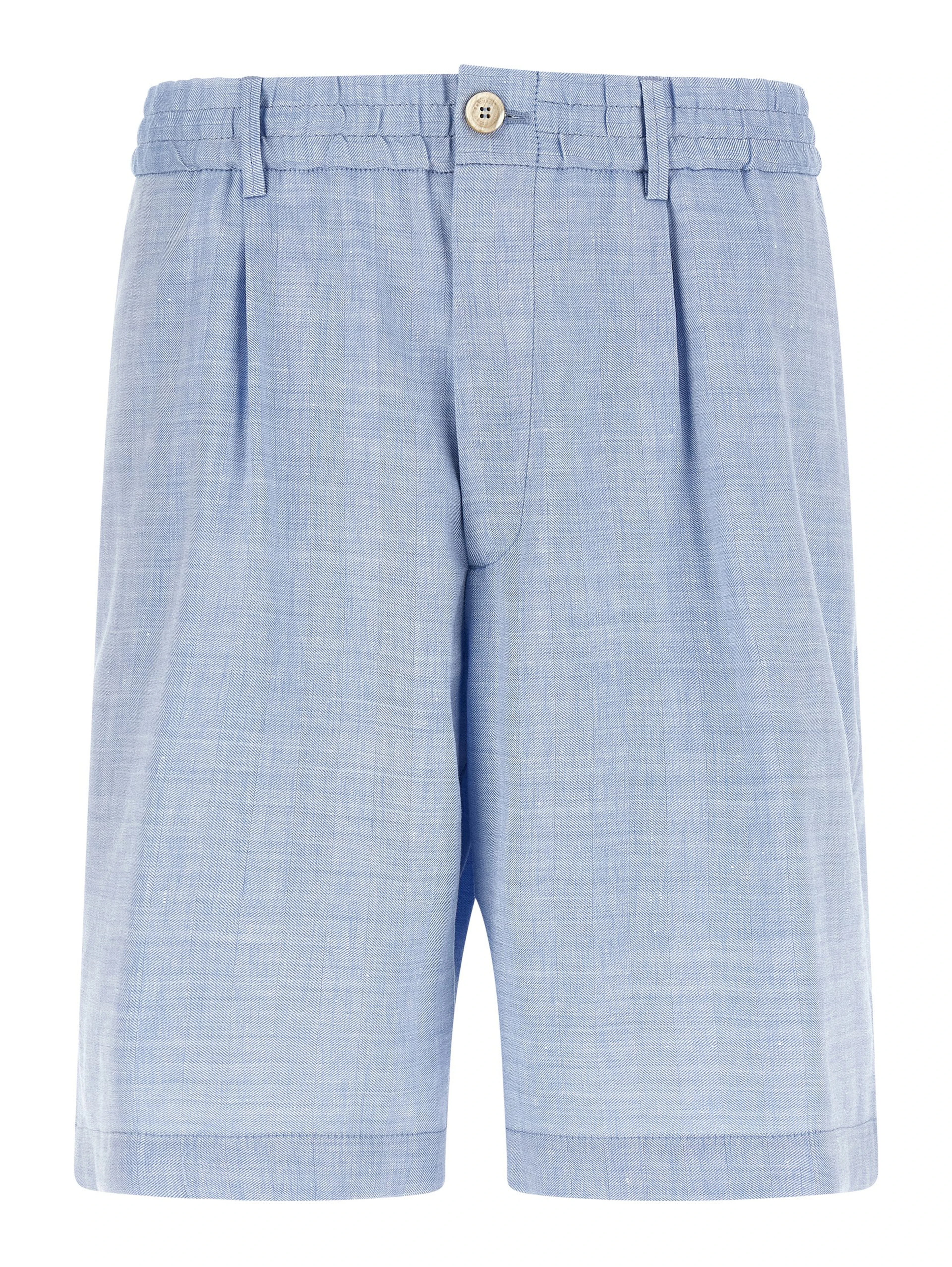 Blue Linen Bermuda Shorts