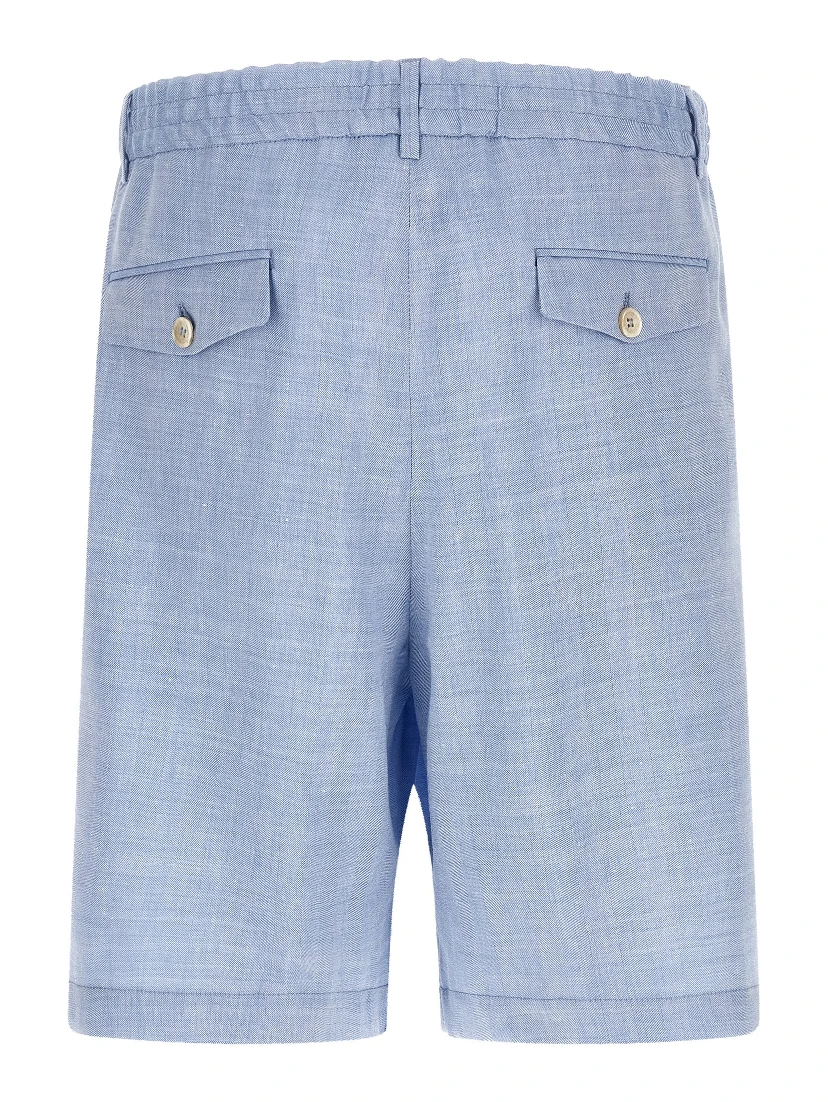 Blue Linen Bermuda Shorts