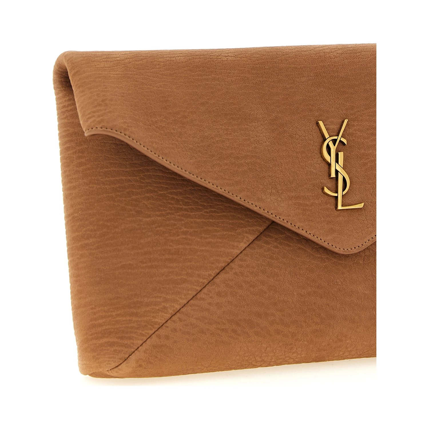 Beige Lamb Leather Clutch Bag