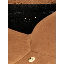 Beige Lamb Leather Clutch Bag